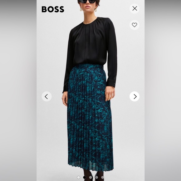 Hugo Boss Nwt A-LINE PLISSÉ SKIRT IN REGULAR FIT WITH SEASONAL PRINT - Picture 2 of 7